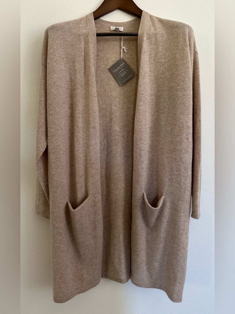 NWT Garnet Hill 100% Cashmere Sweater Long Cardigan size M